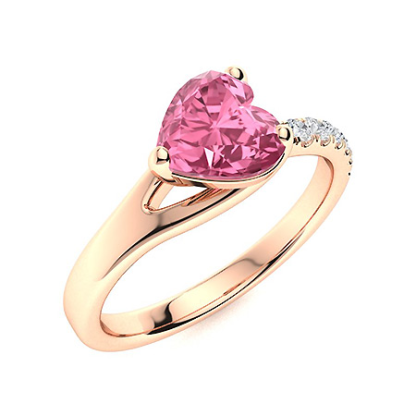 Sotiya Split Shank Hot Pink Heart Cut Engagement Ring Sterling Silver-Sotiya