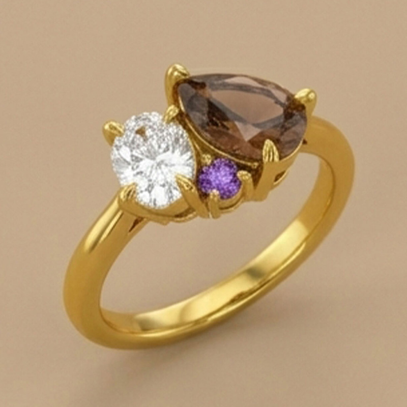 Sotiya Toi et Moi Oval and Pear Cut Coffee Cluster Ring Sterling Silver