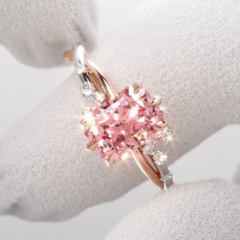 Sotiya Two Tone Twist Radiant Cut Engagement Ring Sterling Silver-Sotiya