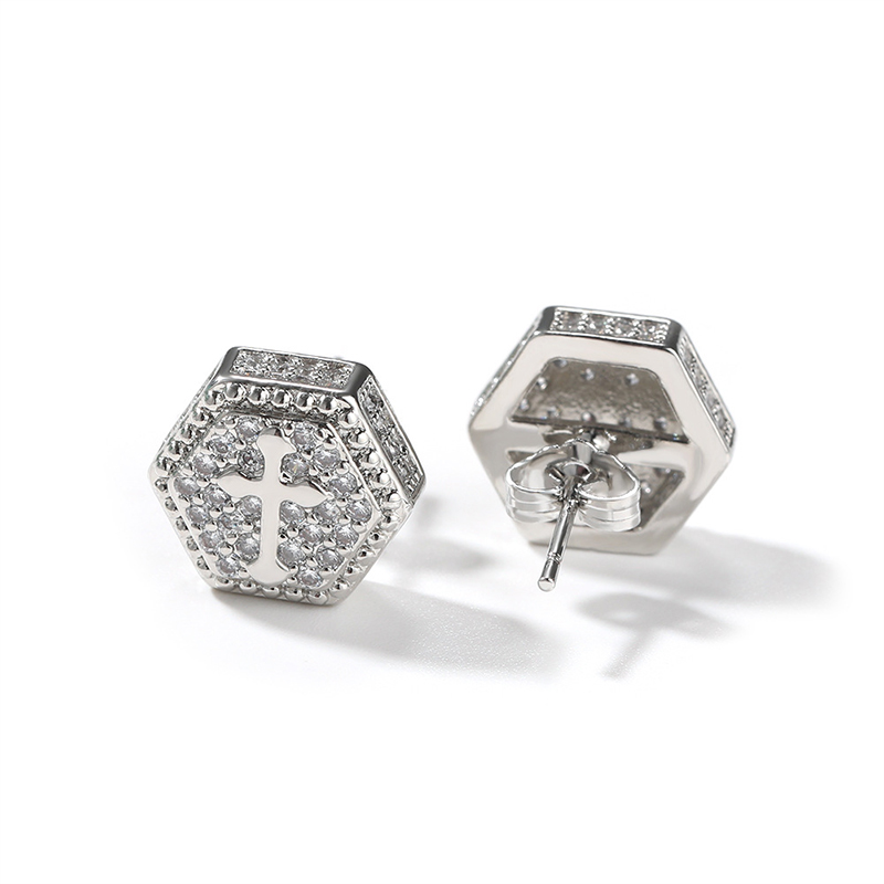 Sotiya Cross Design Faith Men's Stud Earrings-Sotiya