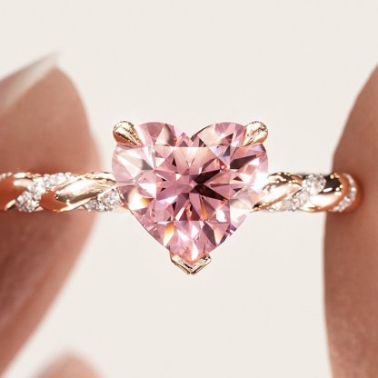 Sotiya Twist Heart Cut Pink/Coffee/White Engagement Ring Sterling Silver-Sotiya