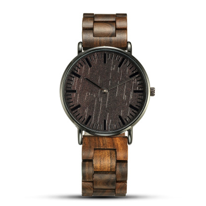 Sotiya Simple Zebrawood Sandalwood Quartz Coffee Wooden Watch-Sotiya