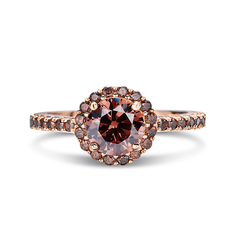 Sotiya Cathedral Halo Round Cut Coffee Engagement Ring Sterling Silver