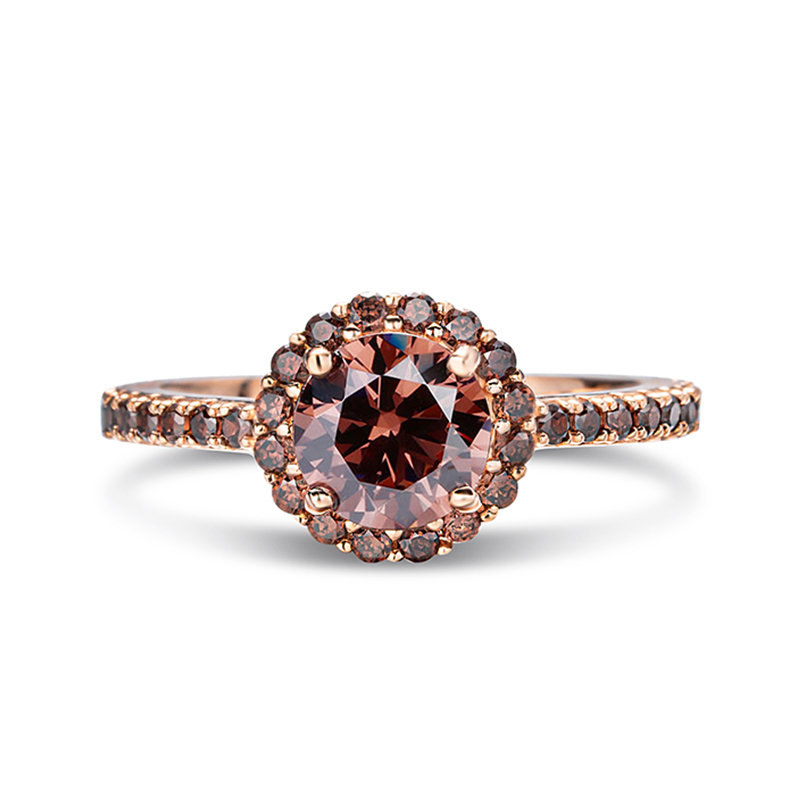 Sotiya Cathedral Halo Round Cut Coffee Engagement Ring Sterling Silver