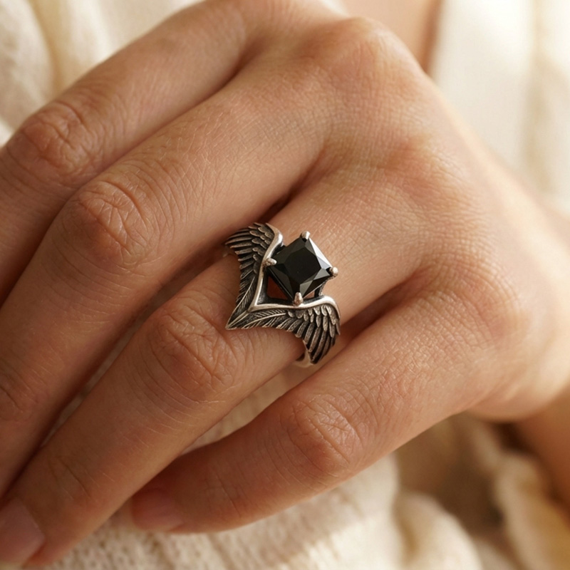 Sotiya Duskendale Three-eyed Crow Wing Radiant Cut Cocktail Ring Sterling Silver-Sotiya