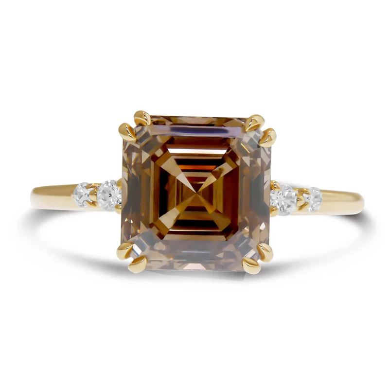 Sotiya Sidestone Coffee Asscher Cut Engagement Ring Sterling Silver-Sotiya