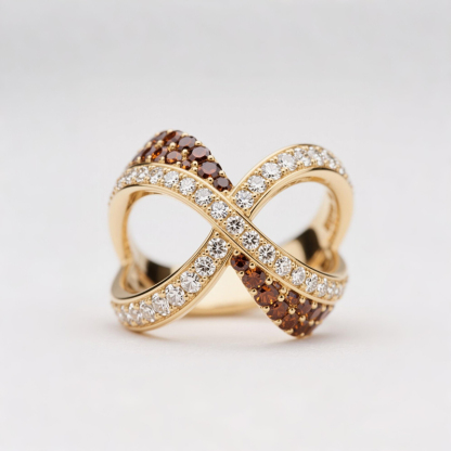 Sotiya Cross Knot Coffee Cocktail Ring Sterling Silver-Sotiya