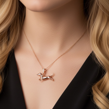 Sotiya Best Buds Dachshund Chocolate Necklace Sterling Silver-Sotiya