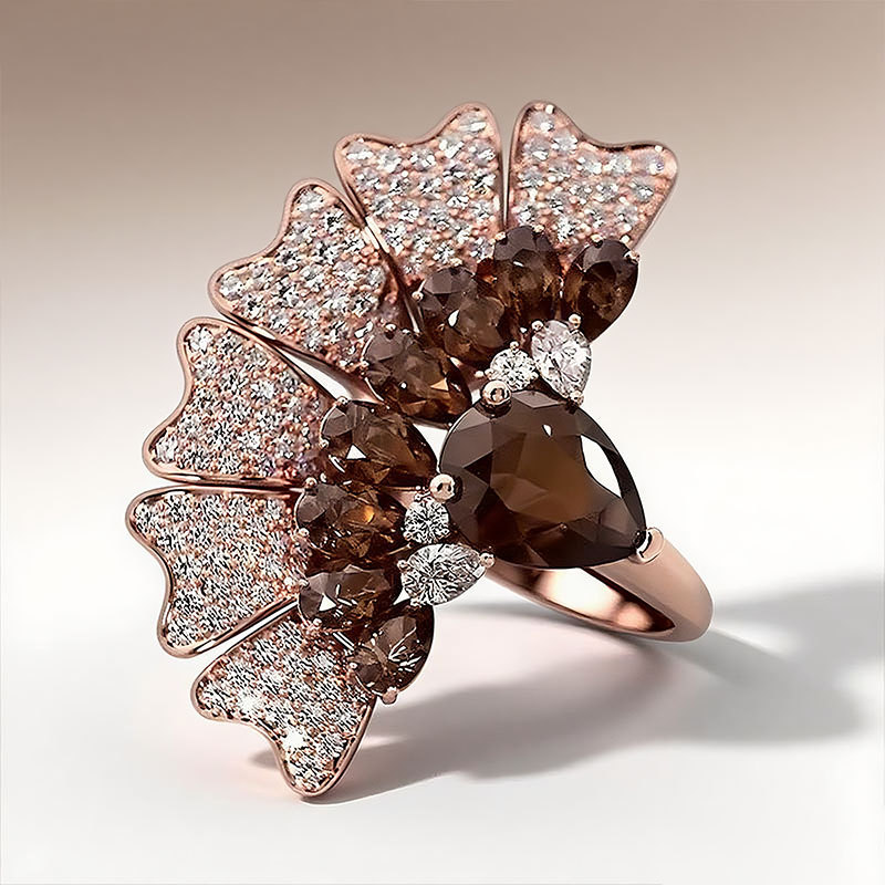 Sotiya Peacock Inspired Pear Cut Cocktail Ring Sterling Silver-Sotiya