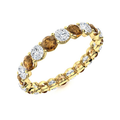 Sotiya Classic Round Cut Coffee Eternity Ring Sterling Silver-Sotiya