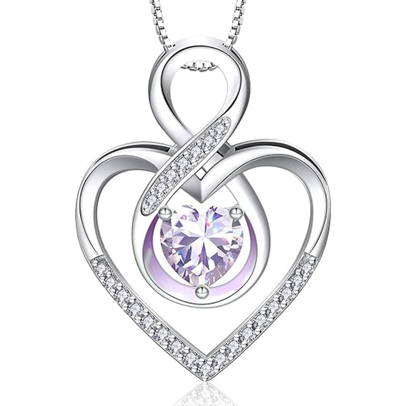 Sotiya 12 Birthstones Intertwined Infinity Heart Necklace Sterling Silver-Sotiya