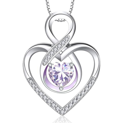 Sotiya 12 Birthstones Intertwined Infinity Heart Necklace Sterling Silver-Sotiya