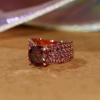 Sotiya Sidestones Round Cut Coffee Engagement Ring Sterling Silver