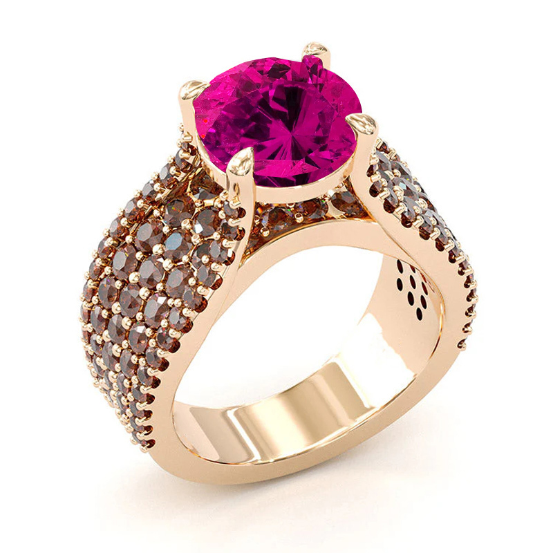 Sotiya Sidestones Round Cut Coffee Engagement Ring Sterling Silver