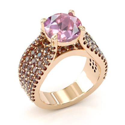 Sotiya Sidestones Round Cut Coffee Engagement Ring Sterling Silver