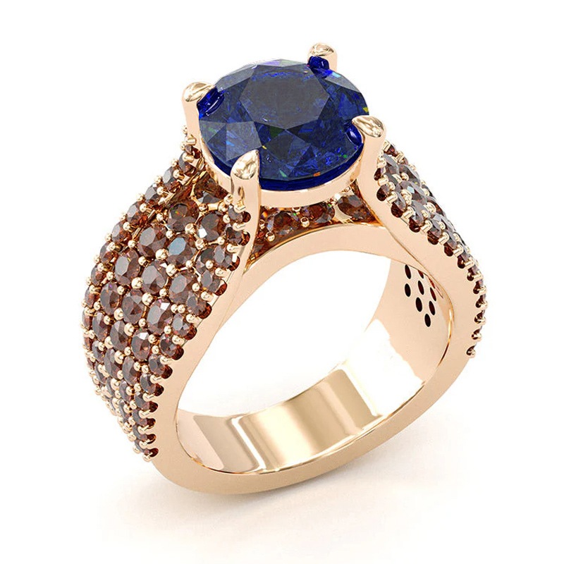 Sotiya Sidestones Round Cut Coffee Engagement Ring Sterling Silver