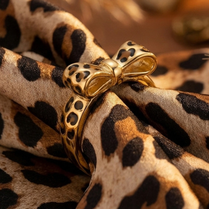 Sotiya Leopard Print Bowknot Enamel Ring Sterling Silver-Sotiya