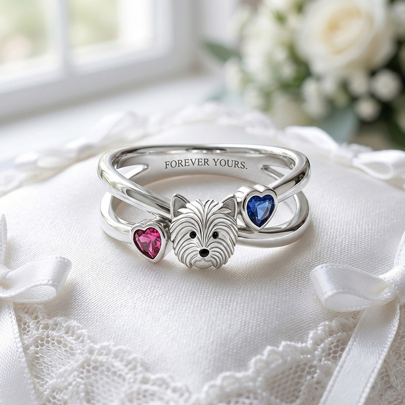 Sotiya West Highland White Terrier Enamel Heart Cut Ring Sterling Silver-Sotiya