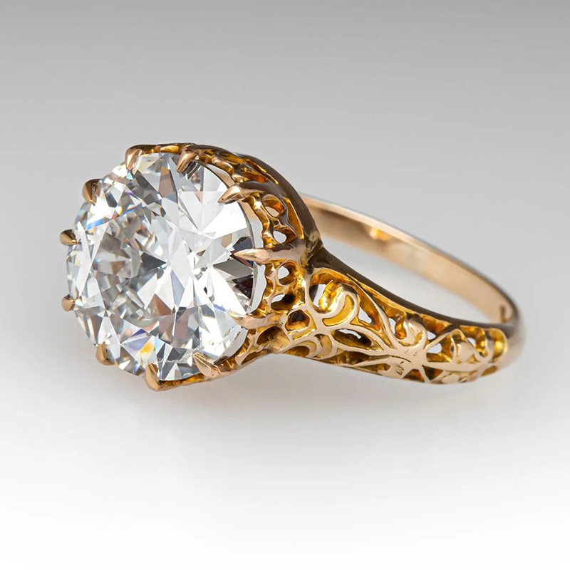 Sotiya Spectacular Victorian Vintage Round Cut Engagement Ring Sterling Silver-Sotiya