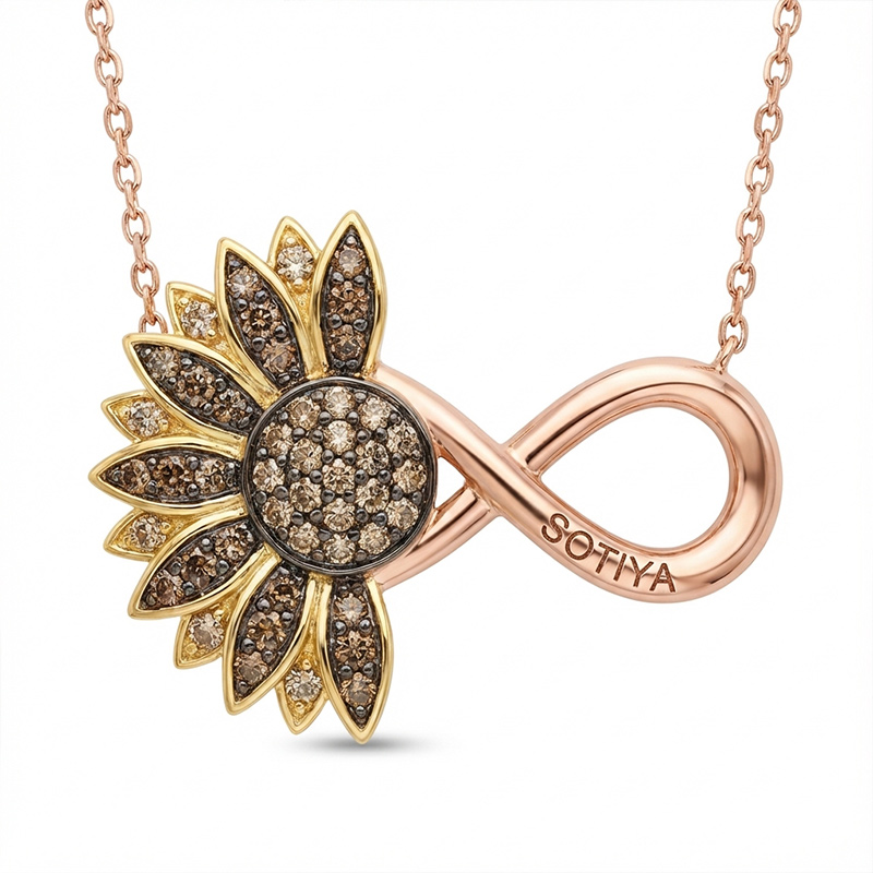 Sotiya Artist Collection Coffee Sunflower Personalized Engraving Necklace Sterling Silver-Sotiya
