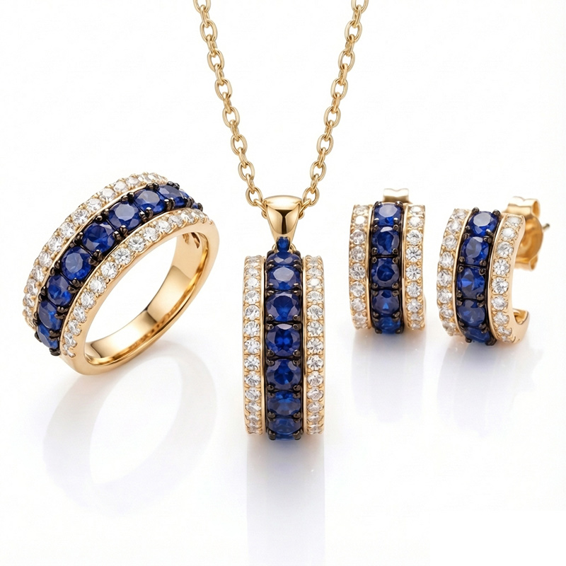 Sotiya Three-Row Round Cut Jewelry Set Sterling Silver-Sotiya