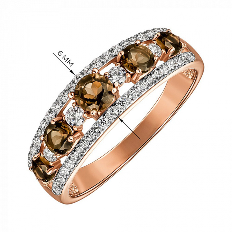 Sotiya Alternating Round Cut Coffee Women's Wedding Ring Sterling Silver-Sotiya