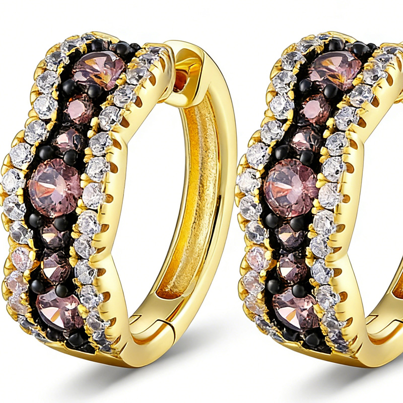 Sotiya Round Cut Coffee Hoop Earrings Sterling Silver