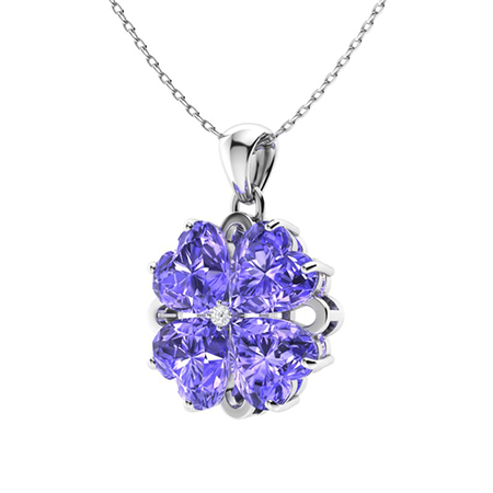 Sotiya Customizable 12 Birthstones Four Leaf Clover Flower Heart Cut Necklace Sterling Silver-Sotiya