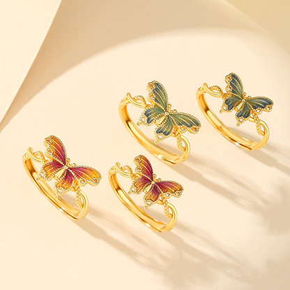 Sotiya Enamel Butterfly Animal Collection Open Adjustable Ring Sterling Silver-Sotiya
