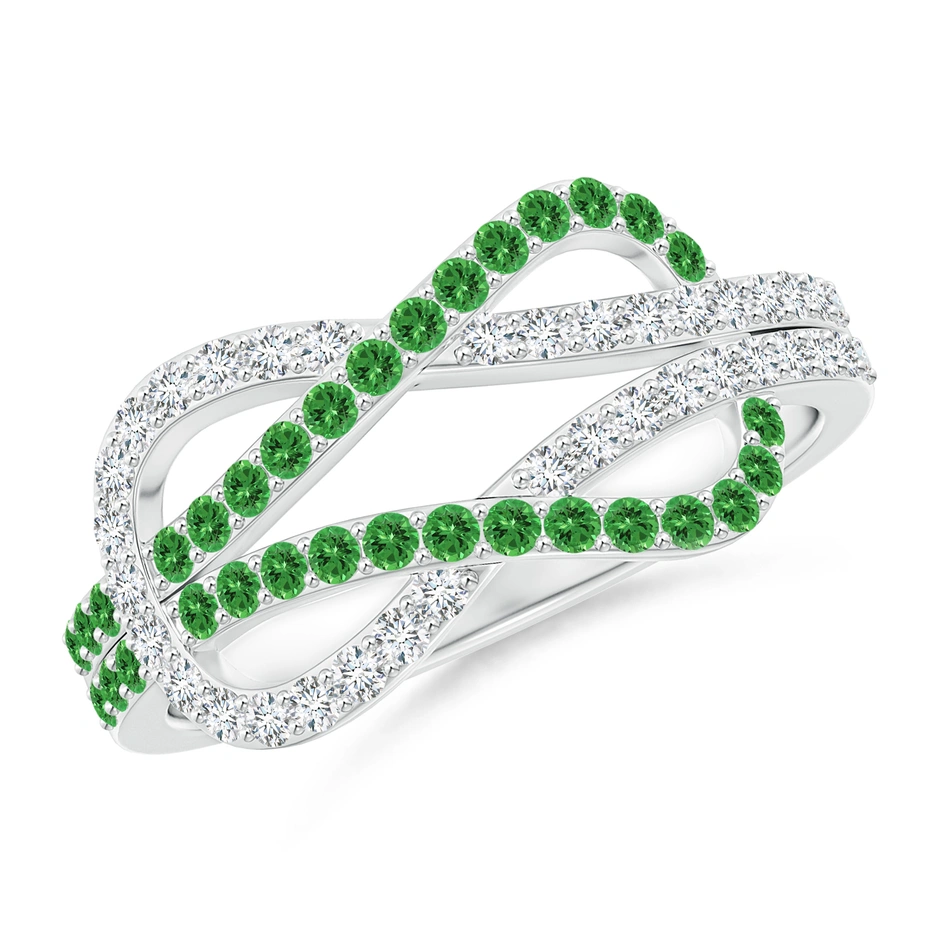 Sotiya Emerald Infinity Knot Women's Wedding Ring Sterling Silver-Sotiya