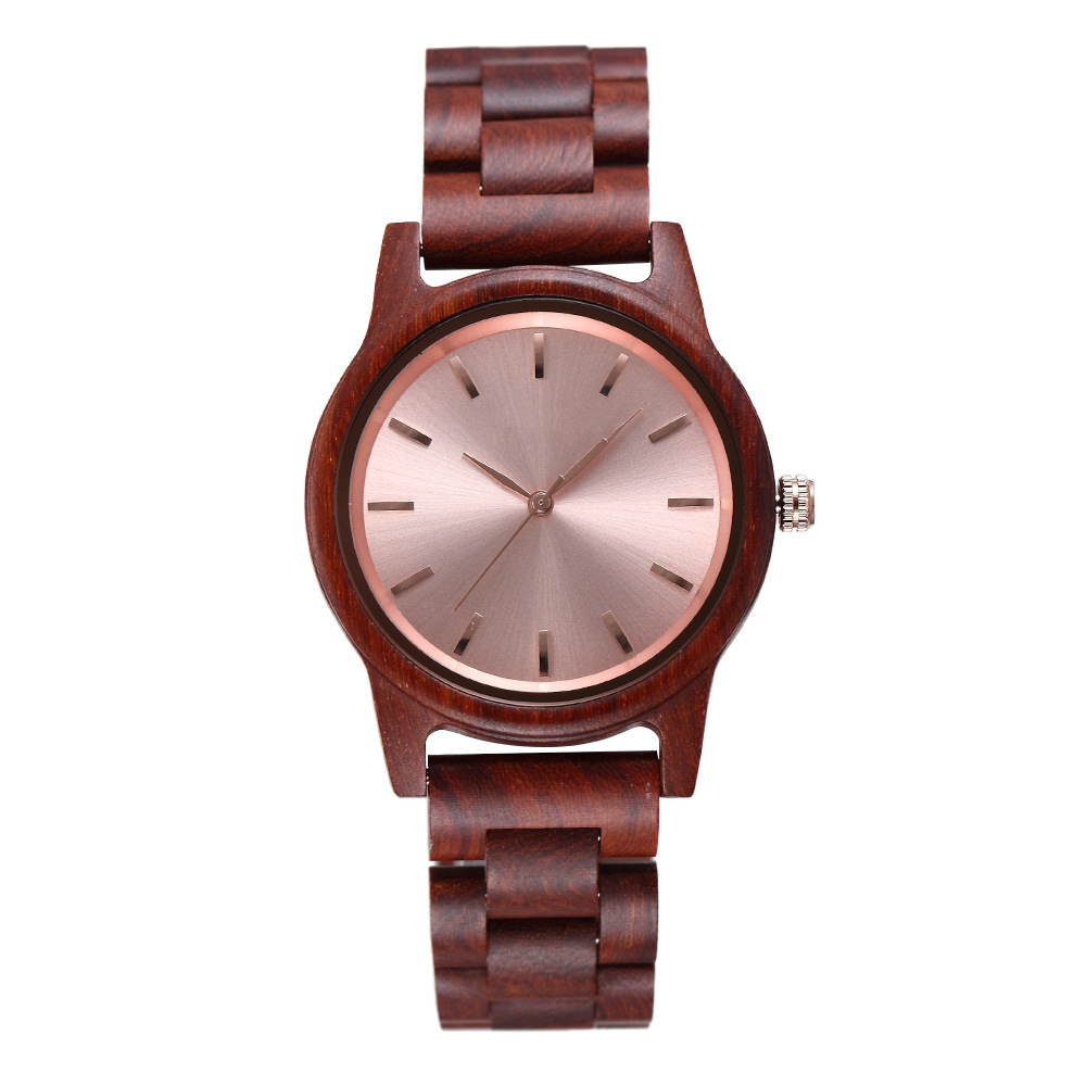 Sotiya Green/Blue/ Pink Dial Quartz Coffee Wooden Couple Watch-Sotiya