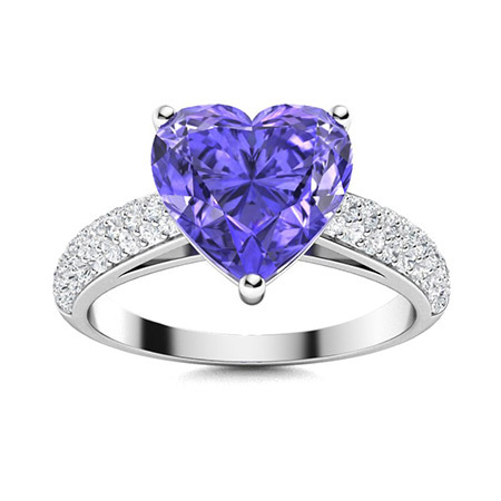 Sotiya Customizable 12 Birthstone Curved Pave Heart-Cut London Blue Topaz Engagement Ring Sterling Silver-Sotiya