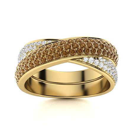 Sotiya Cross Round Cut Coffee Women's Wedding Ring Sterling Silver-Sotiya