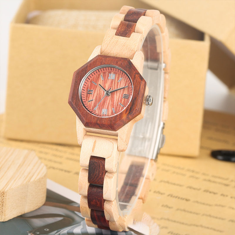 Sotiya Maple and Red Sandalwood Quartz Exquisite Ultra-thin Coffee Brown Wooden Watch-Sotiya