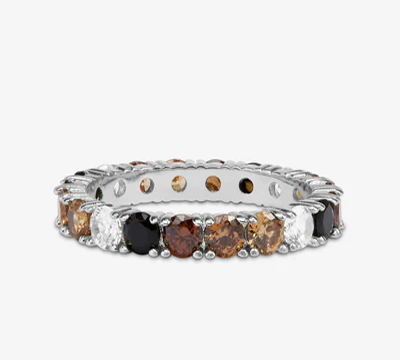 Sotiya Coffee Brown Ombre Women's Wedding Eternity Ring Sterling Silver-Sotiya