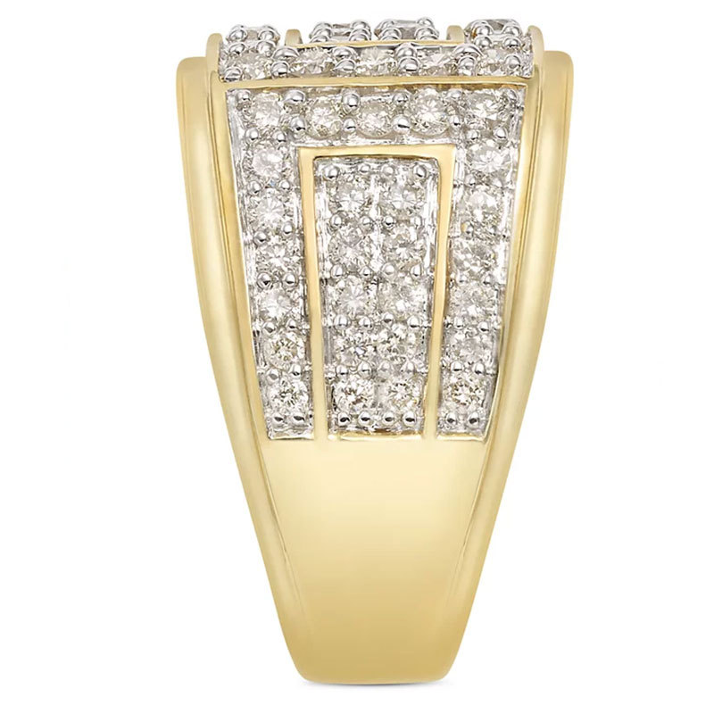 Sotiya Round Cut Men's Cluster Ring Sterling Silver-Sotiya