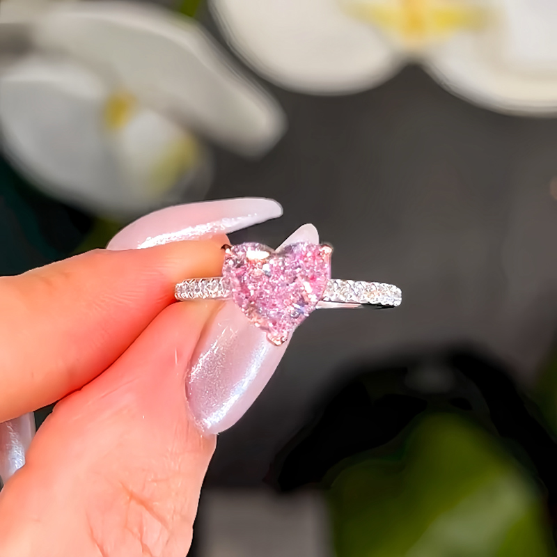 Sotiya Pink Heart Cut Engagement Ring Sterling Silver-Sotiya