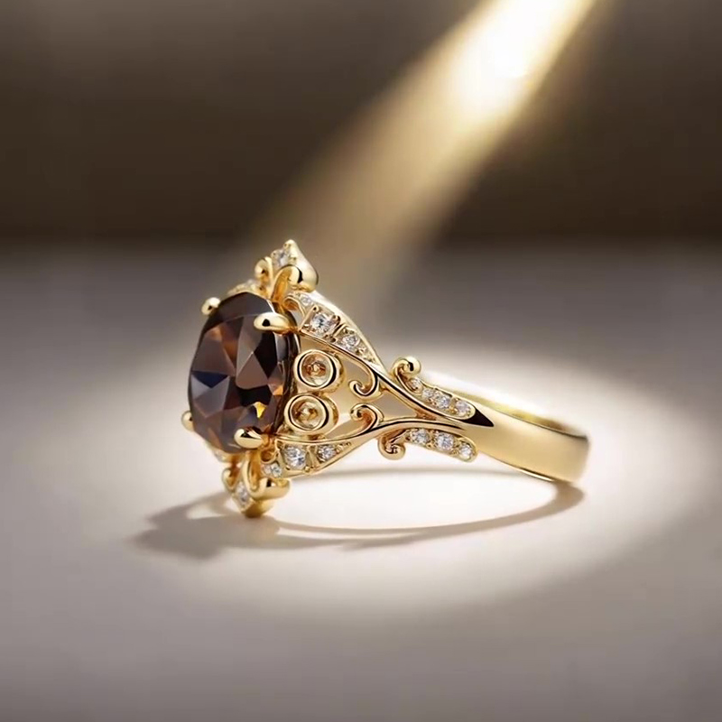 Sotiya Rococo Oval Cut Coffee Engagement Ring Sterling Silver-Sotiya