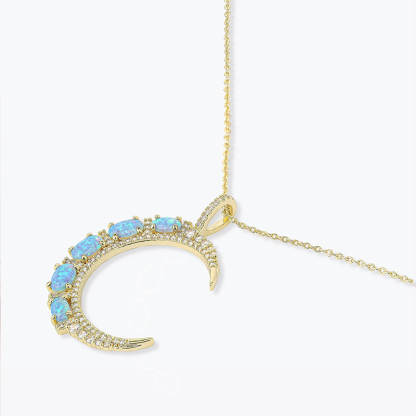 Sotiya Blue Opal Moon Necklace Sterling Silver