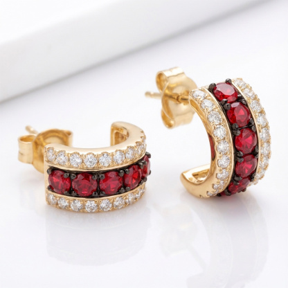 Sotiya Three-Row Round Cut Stud Earrings Sterling Silver-Sotiya