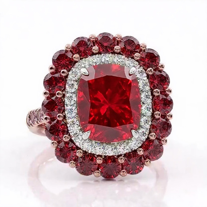 Sotiya Cathedral Double Halo Cushion Cut Engagement Ring Sterling Silver-Sotiya