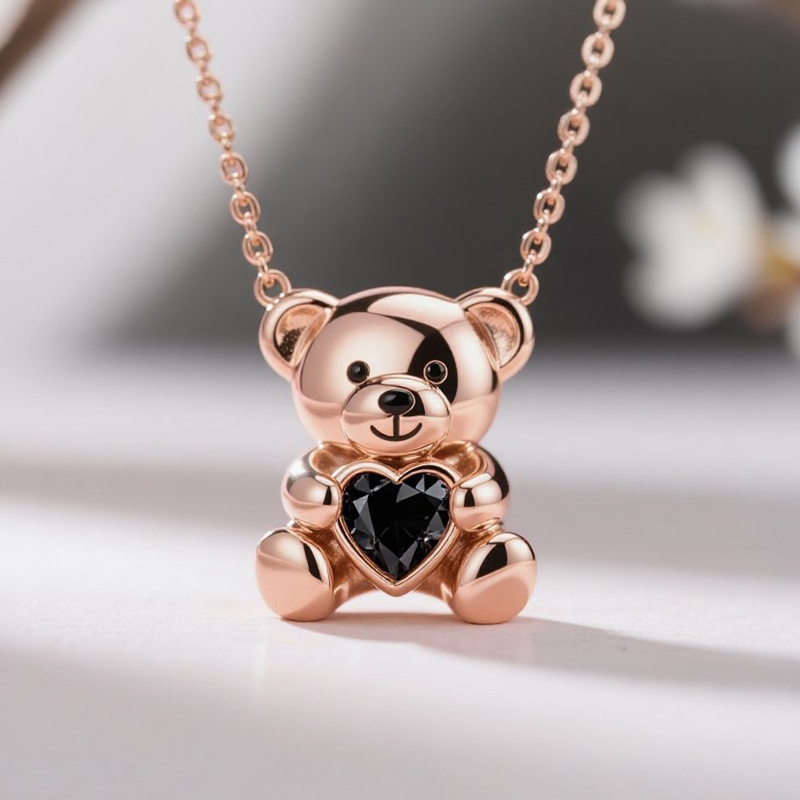 Sotiya Best Buds Embrace Love Teddy Bear Heart Cut Necklace Sterling Silver-Sotiya