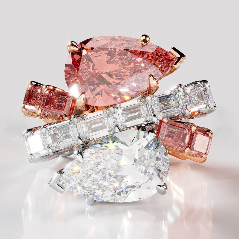 Sotiya Toi et Moi Crossover Pear Cut Two Stone Engagement Ring Sterling Silver-Sotiya