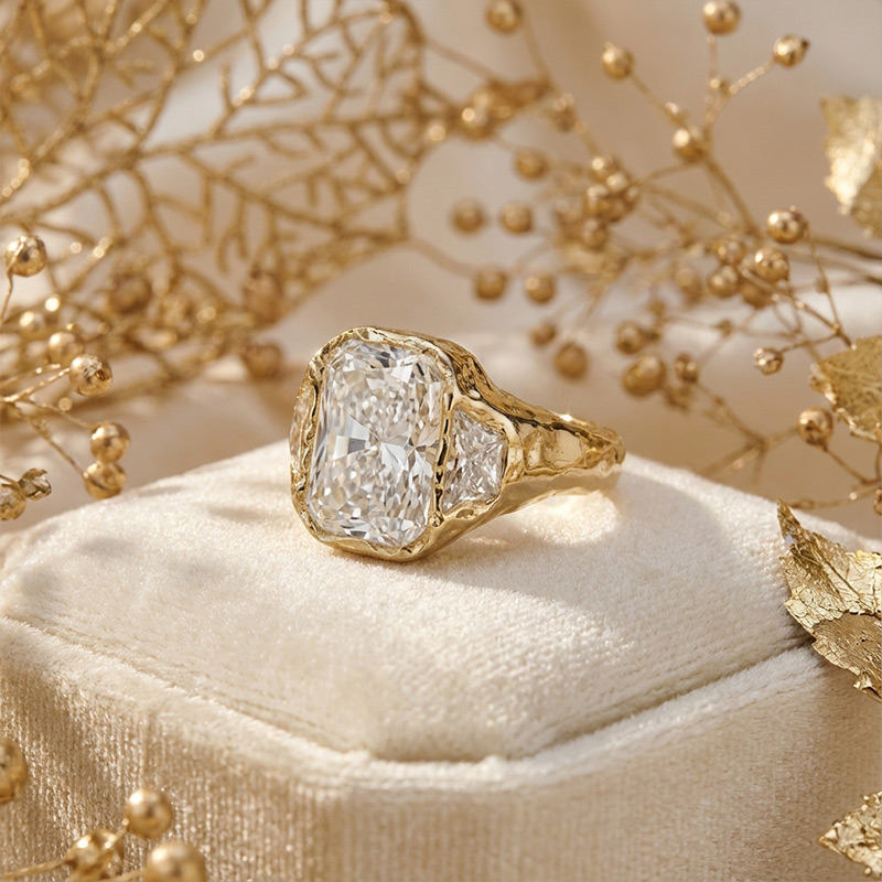 Sotiya Three Stone Radiant Cut Engagement Ring Sterling Silver-Sotiya