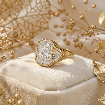 Sotiya Three Stone Radiant Cut Engagement Ring Sterling Silver-Sotiya