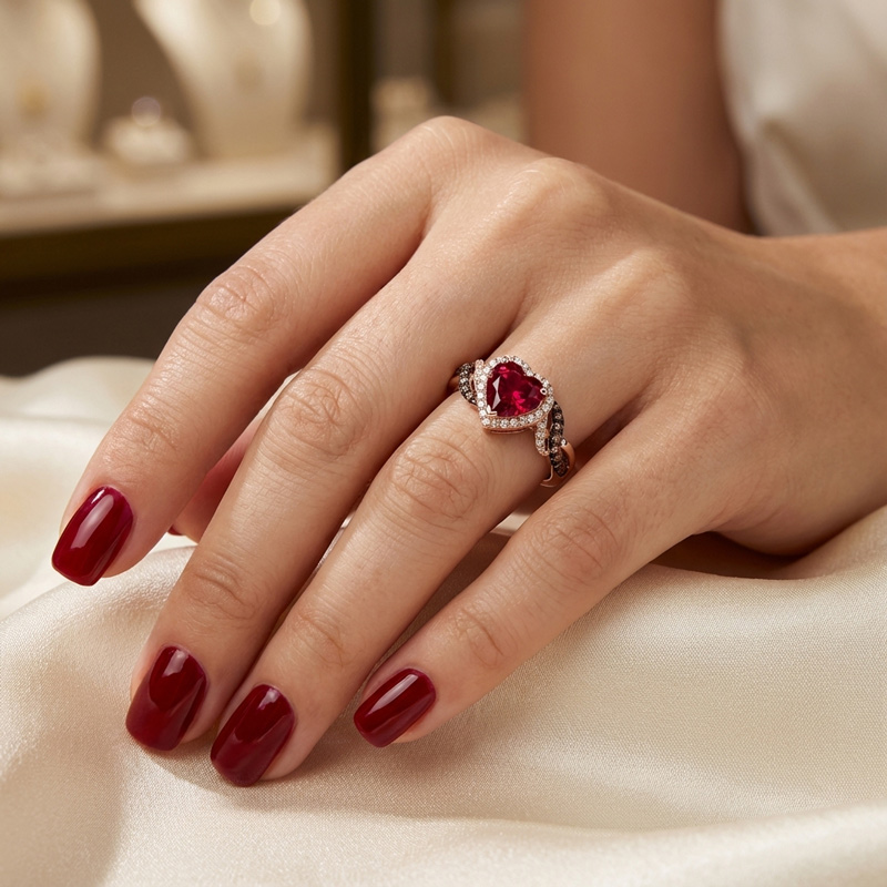 Sotiya Two Tone Twist Shank Halo Heart Cut Coffee Engagement Ring Sterling Silver-Sotiya