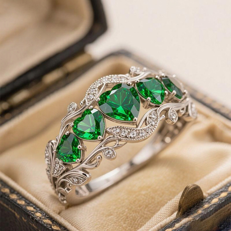 Sotiya Heart Cut Vintage Filigree Wedding Ring Band Sterling Silver-Sotiya