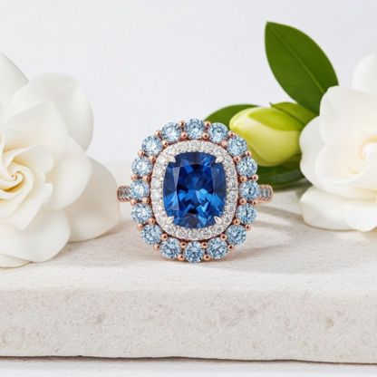 Sotiya Cathedral Double Halo Cushion Cut Engagement Ring Sterling Silver-Sotiya