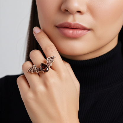 Sotiya Bat Design Pear Cut Coffee Cocktail Ring Sterling Silver-Sotiya