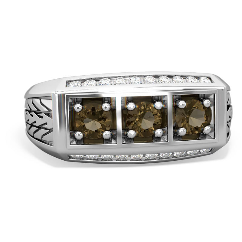 Sotiya Chocolate Three Stone Tire Tread Men's Wedding Ring Sterling Silver-Sotiya